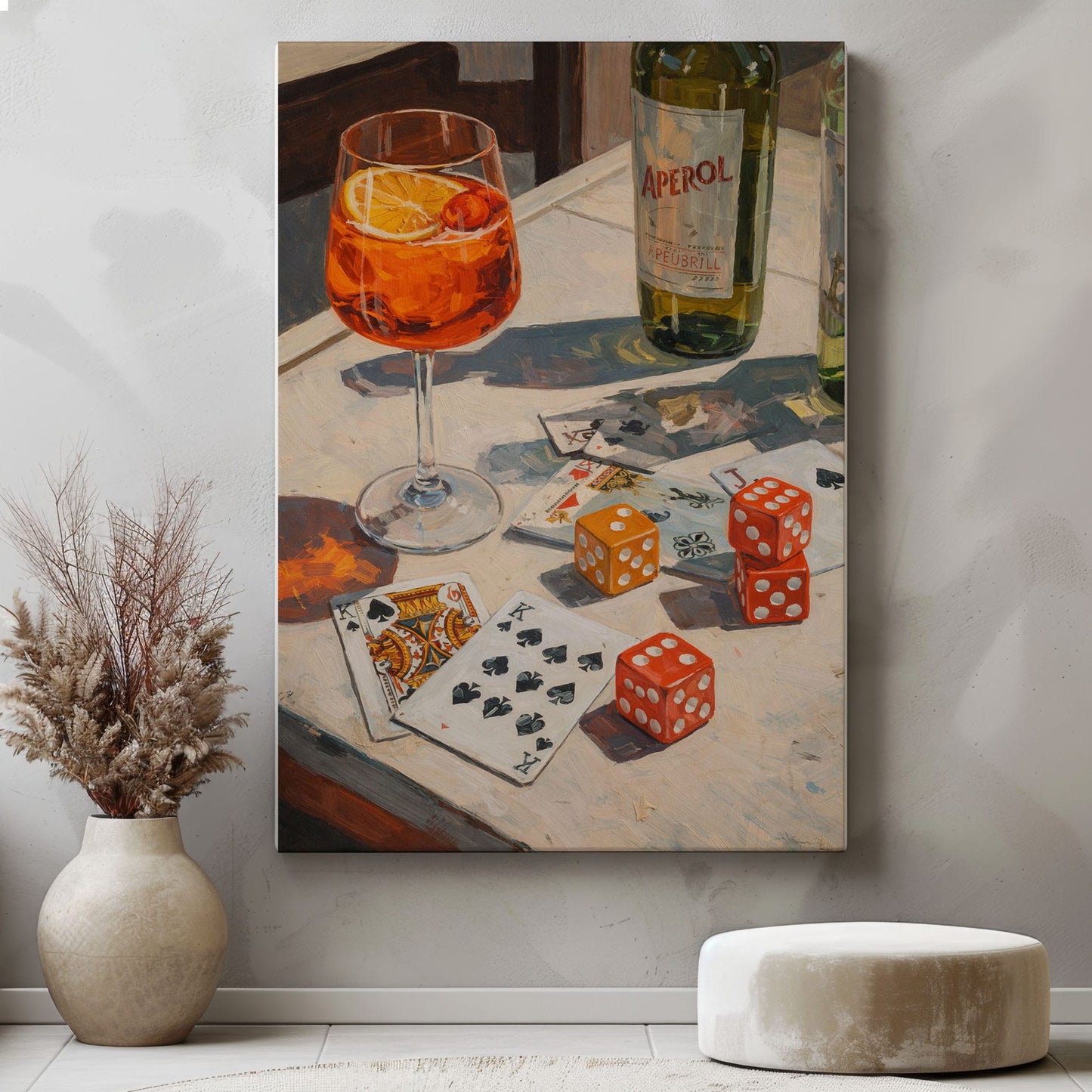 Cocktail & Cards Canvas Wall Art Bar Game Night Decor
