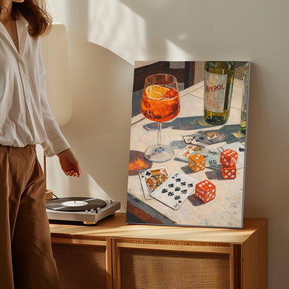 Cocktail & Cards Canvas Wall Art Bar Game Night Decor