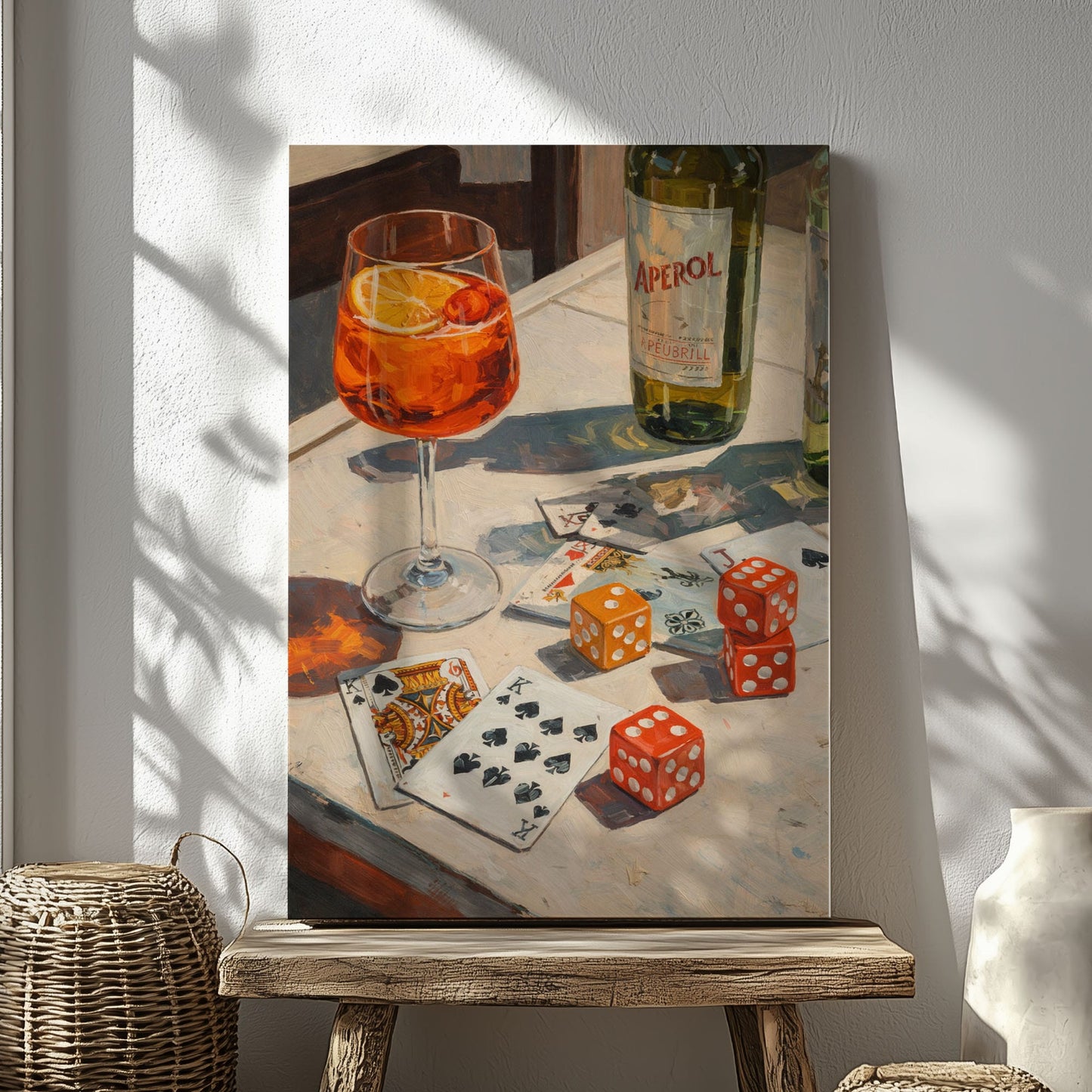 Cocktail & Cards Canvas Wall Art Bar Game Night Decor