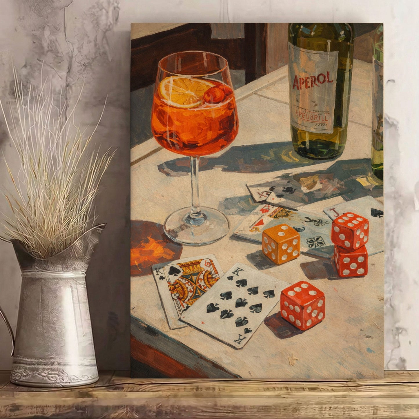 Cocktail & Cards Canvas Wall Art Bar Game Night Decor