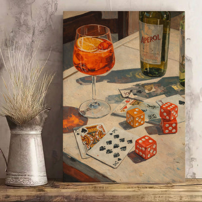 Cocktail & Cards Canvas Wall Art Bar Game Night Decor