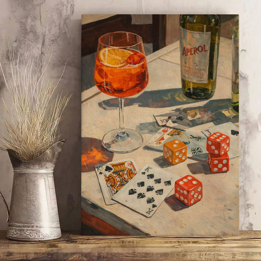 Cocktail & Cards Canvas Wall Art Bar Game Night Decor