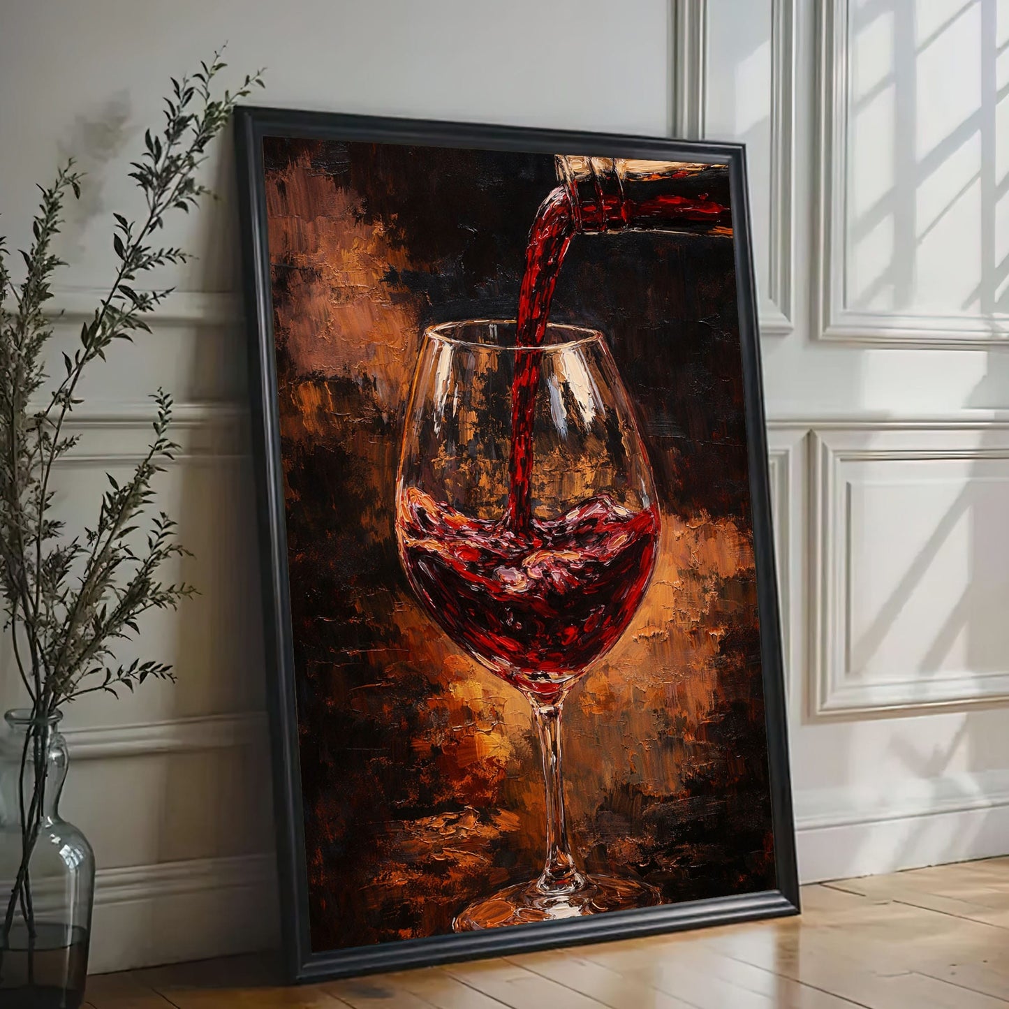 Restaurant & Wine Bar Wall Art Red Wine Glass Pour Canvas