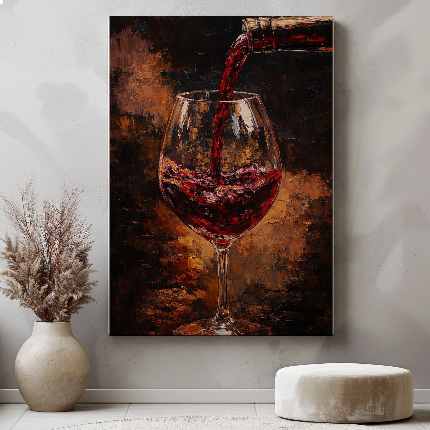 Restaurant & Wine Bar Wall Art Red Wine Glass Pour Canvas