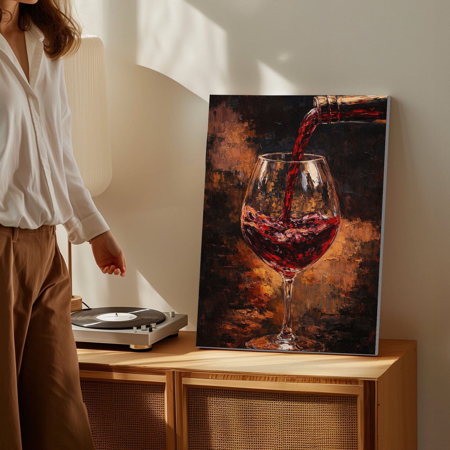 Restaurant & Wine Bar Wall Art Red Wine Glass Pour Canvas