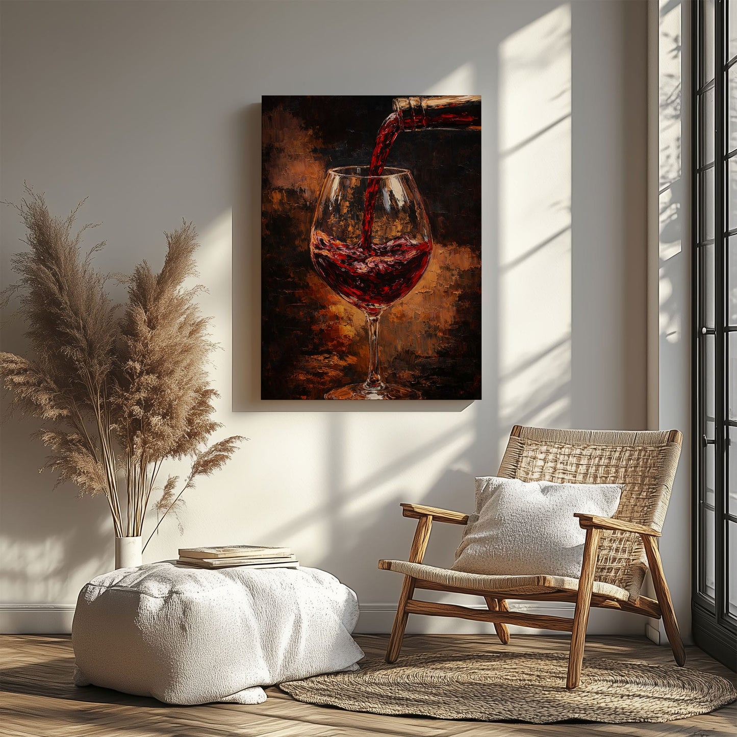 Restaurant & Wine Bar Wall Art Red Wine Glass Pour Canvas