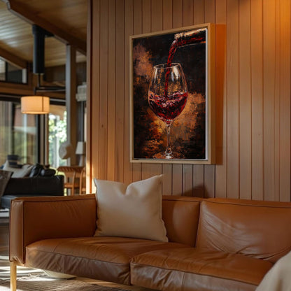 Restaurant & Wine Bar Wall Art Red Wine Glass Pour Canvas