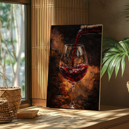 Restaurant & Wine Bar Wall Art Red Wine Glass Pour Canvas