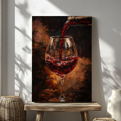 Restaurant & Wine Bar Wall Art Red Wine Glass Pour Canvas