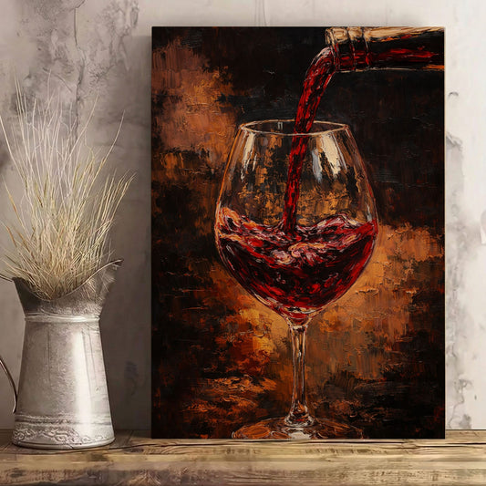 Restaurant & Wine Bar Wall Art Red Wine Glass Pour Canvas