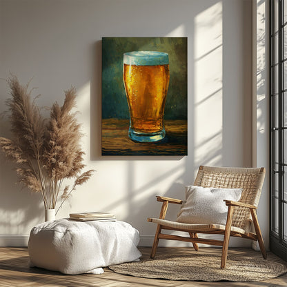 Cold Beer Pint Canvas Print Classic Bar Wall Decor