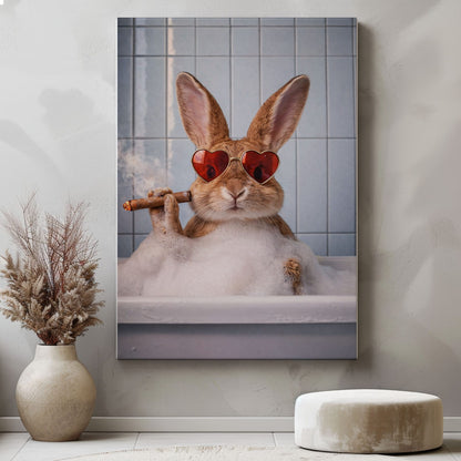 Rabbit Cabin Bathroom Decor Canvas