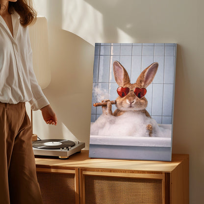 Rabbit Cabin Bathroom Decor Canvas