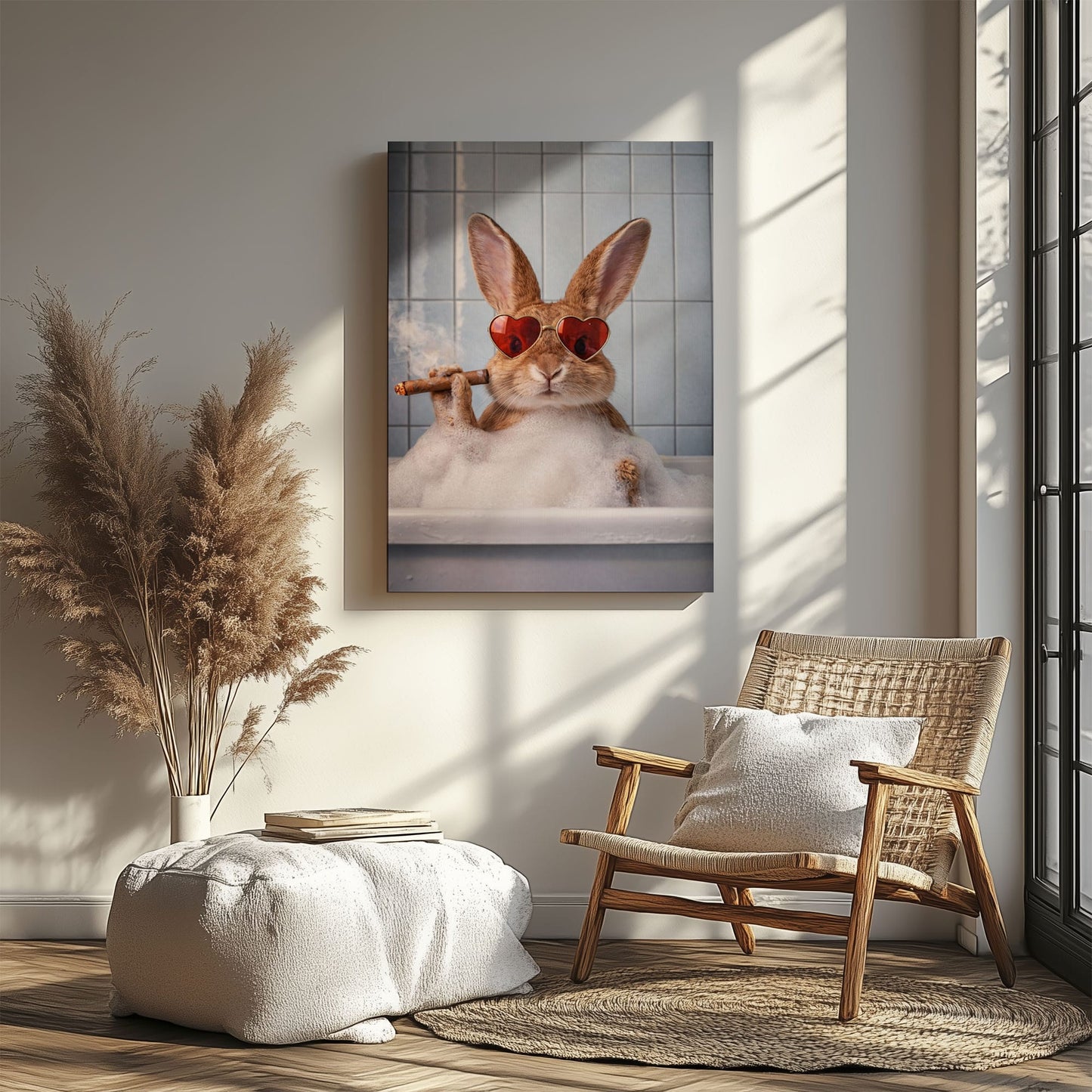 Rabbit Cabin Bathroom Decor Canvas