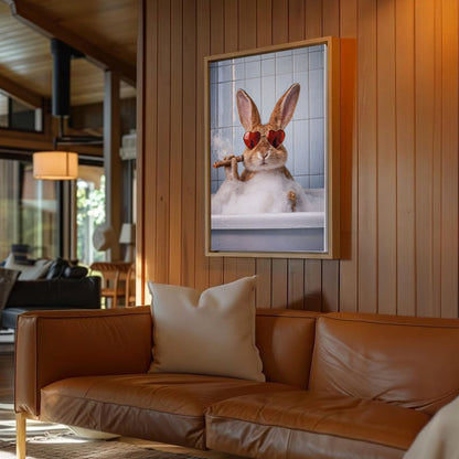 Rabbit Cabin Bathroom Decor Canvas