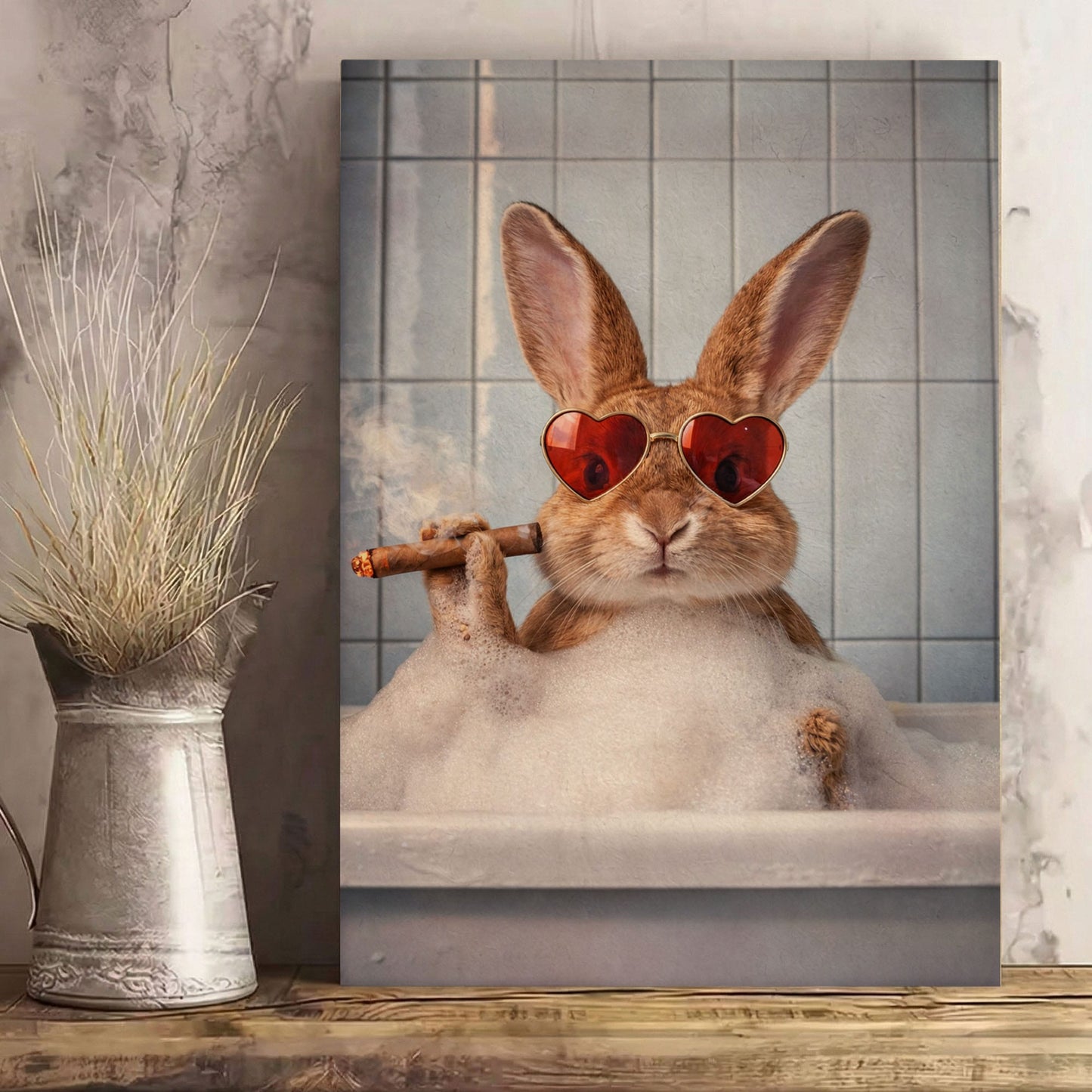 Rabbit Cabin Bathroom Decor Canvas