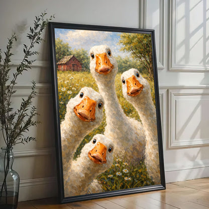 Silly Goose Wall Art Canvas Cute Farm Geese Portrait