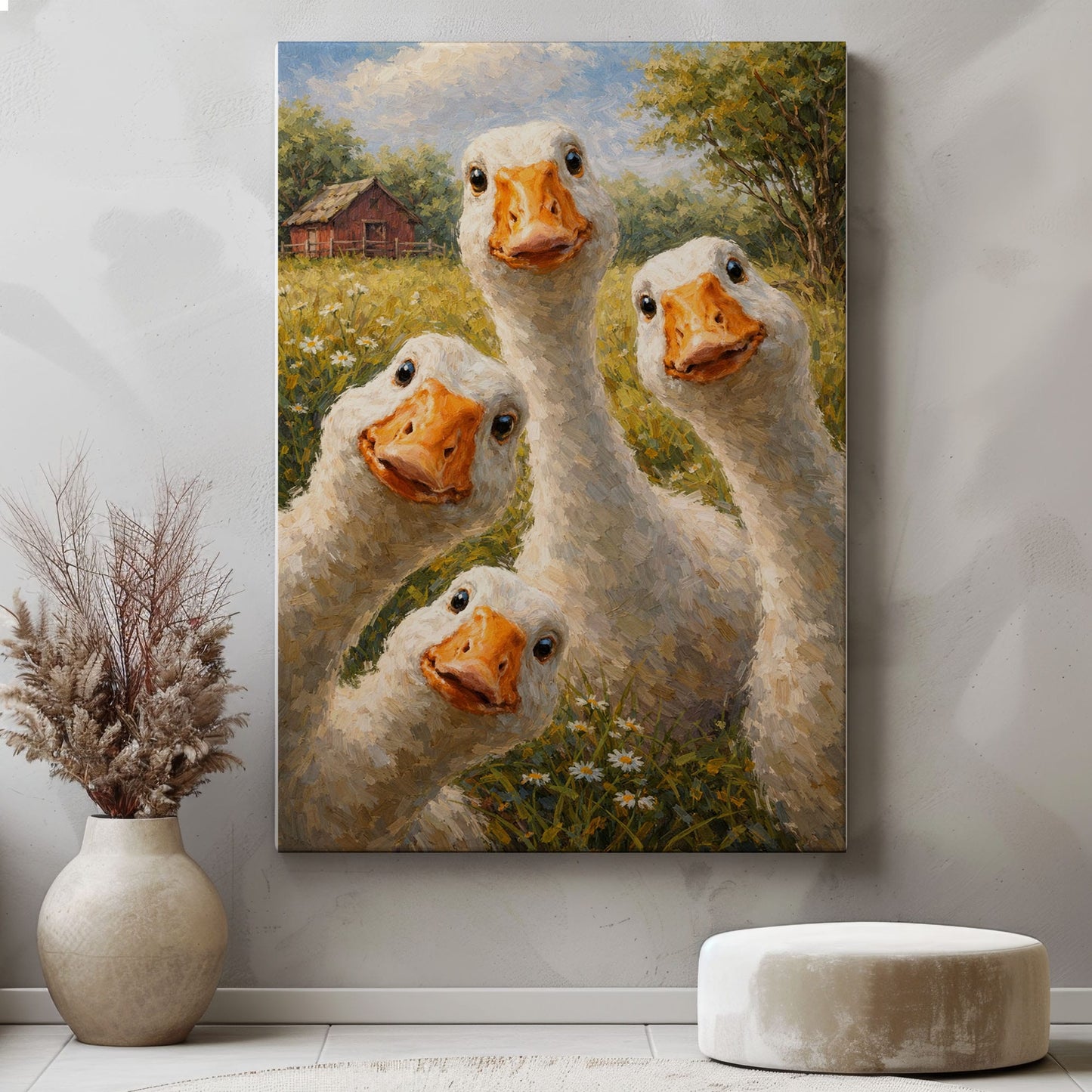 Silly Goose Wall Art Canvas Cute Farm Geese Portrait