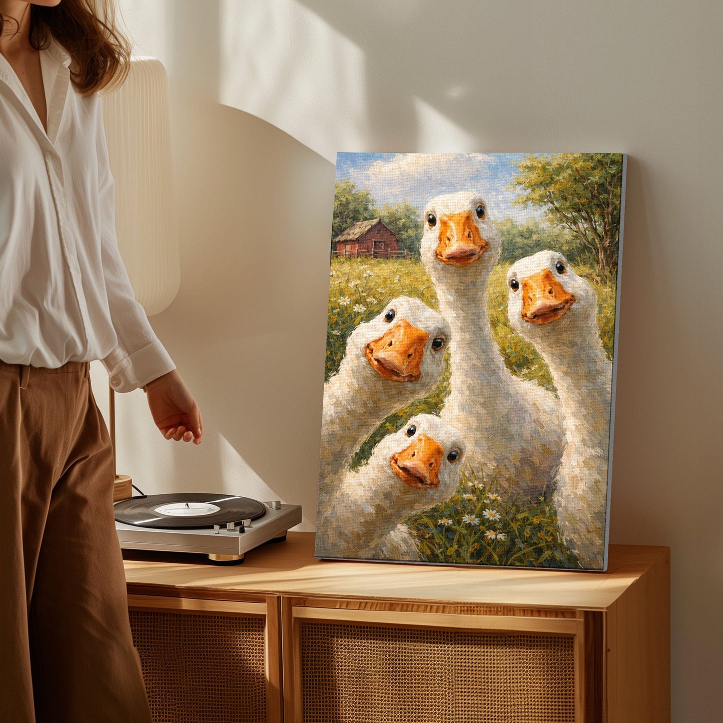 Silly Goose Wall Art Canvas Cute Farm Geese Portrait