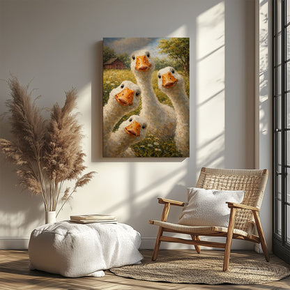Silly Goose Wall Art Canvas Cute Farm Geese Portrait