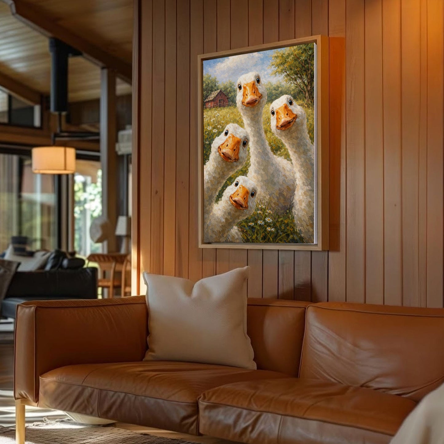 Silly Goose Wall Art Canvas Cute Farm Geese Portrait