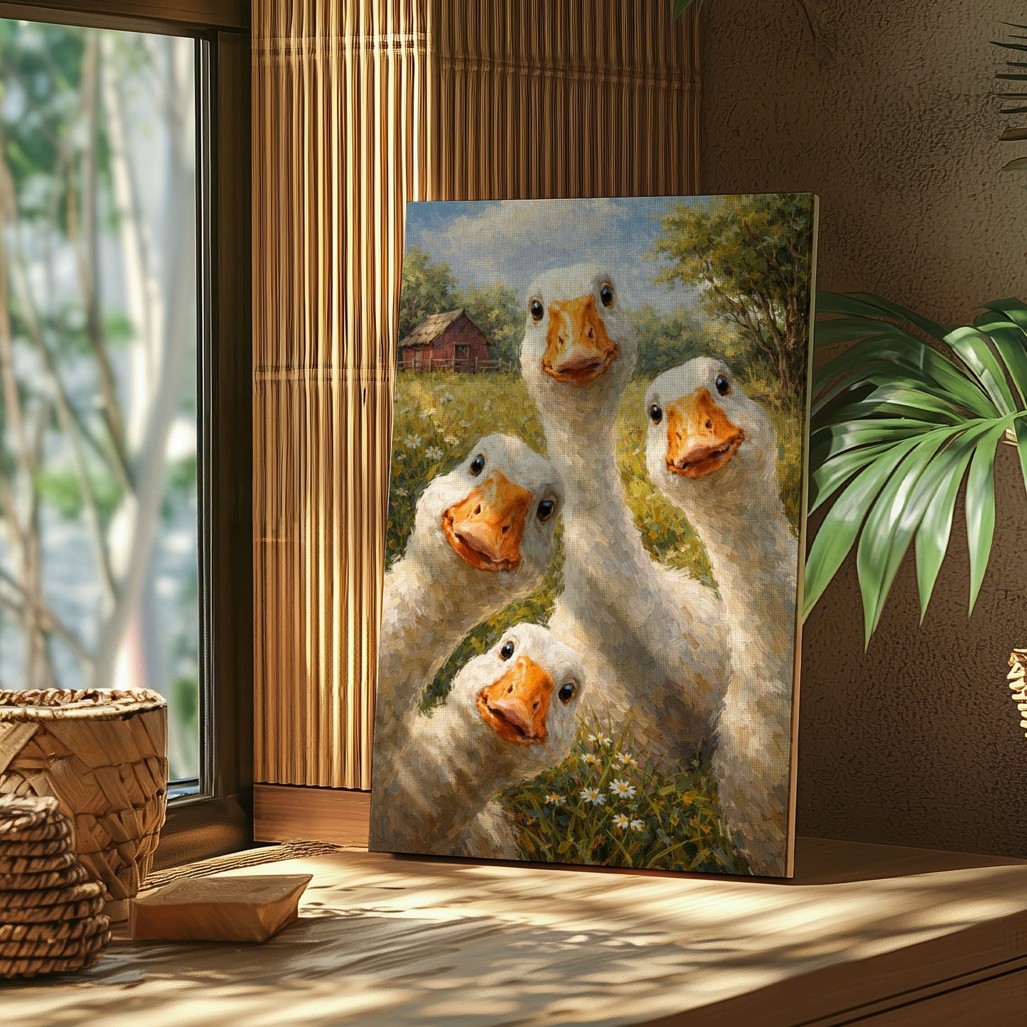 Silly Goose Wall Art Canvas Cute Farm Geese Portrait