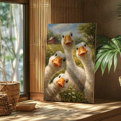 Silly Goose Wall Art Canvas Cute Farm Geese Portrait