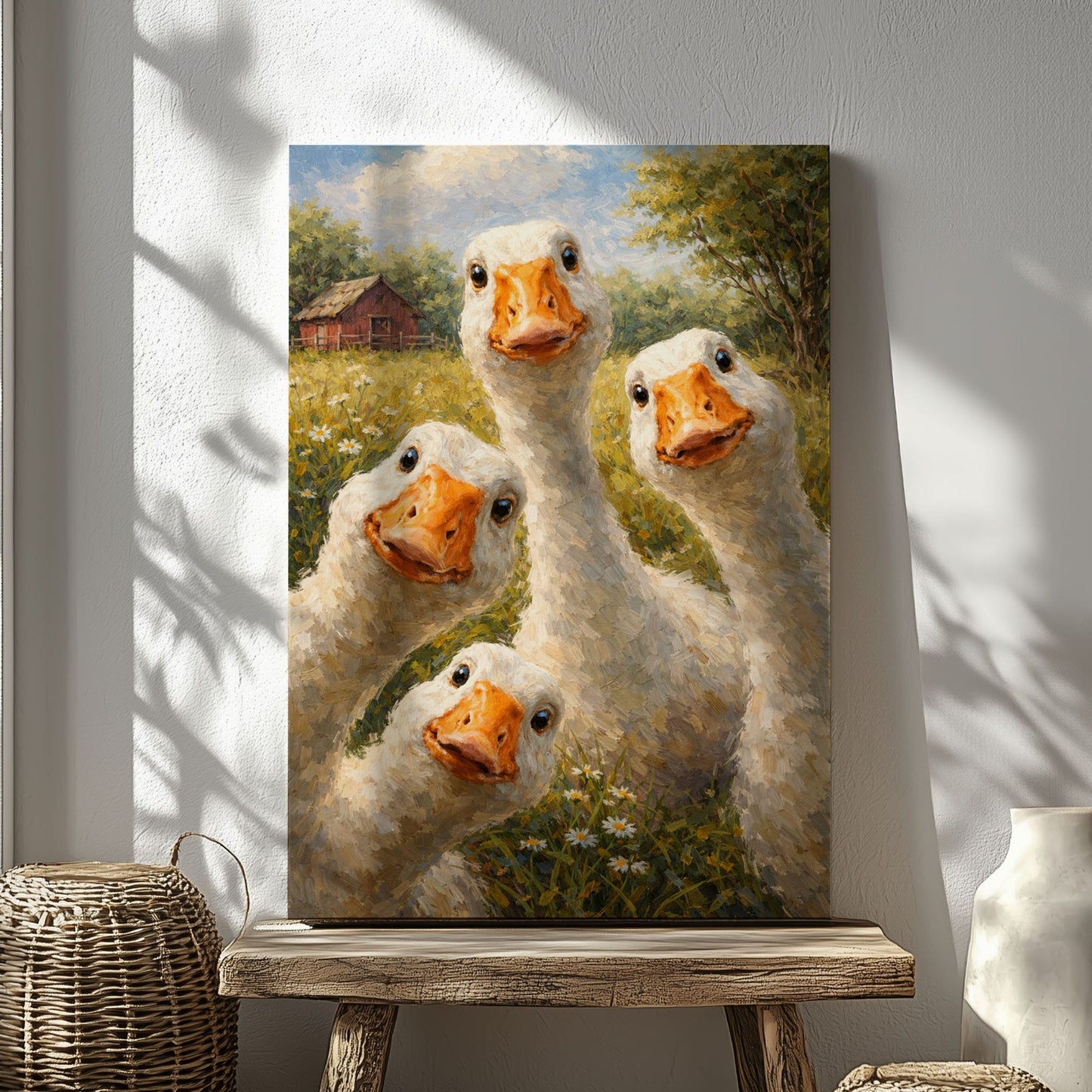 Silly Goose Wall Art Canvas Cute Farm Geese Portrait