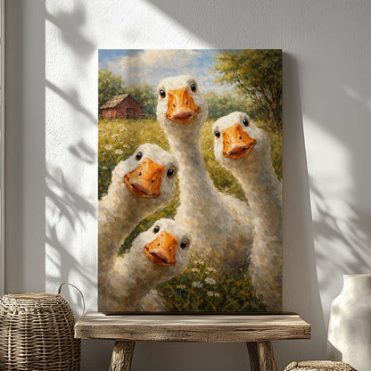 Silly Goose Wall Art Canvas Cute Farm Geese Portrait