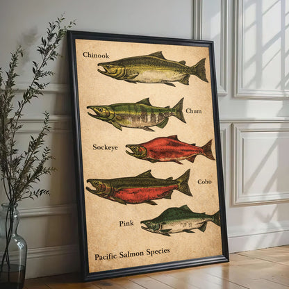 Pacific Salmon Species Canvas Wall Art