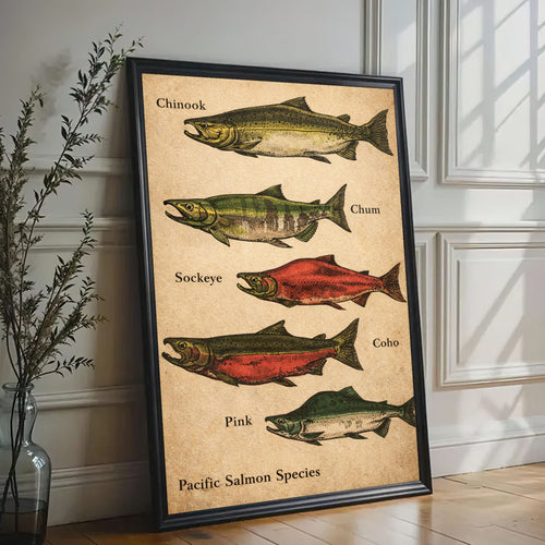 Pacific Salmon Species Canvas Wall Art