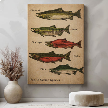 Pacific Salmon Species Canvas Wall Art