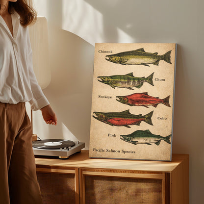 Pacific Salmon Species Canvas Wall Art