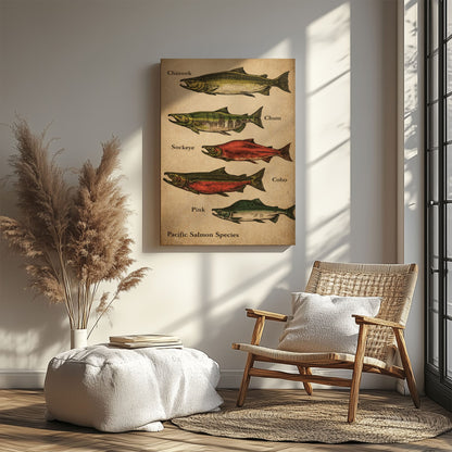 Pacific Salmon Species Canvas Wall Art