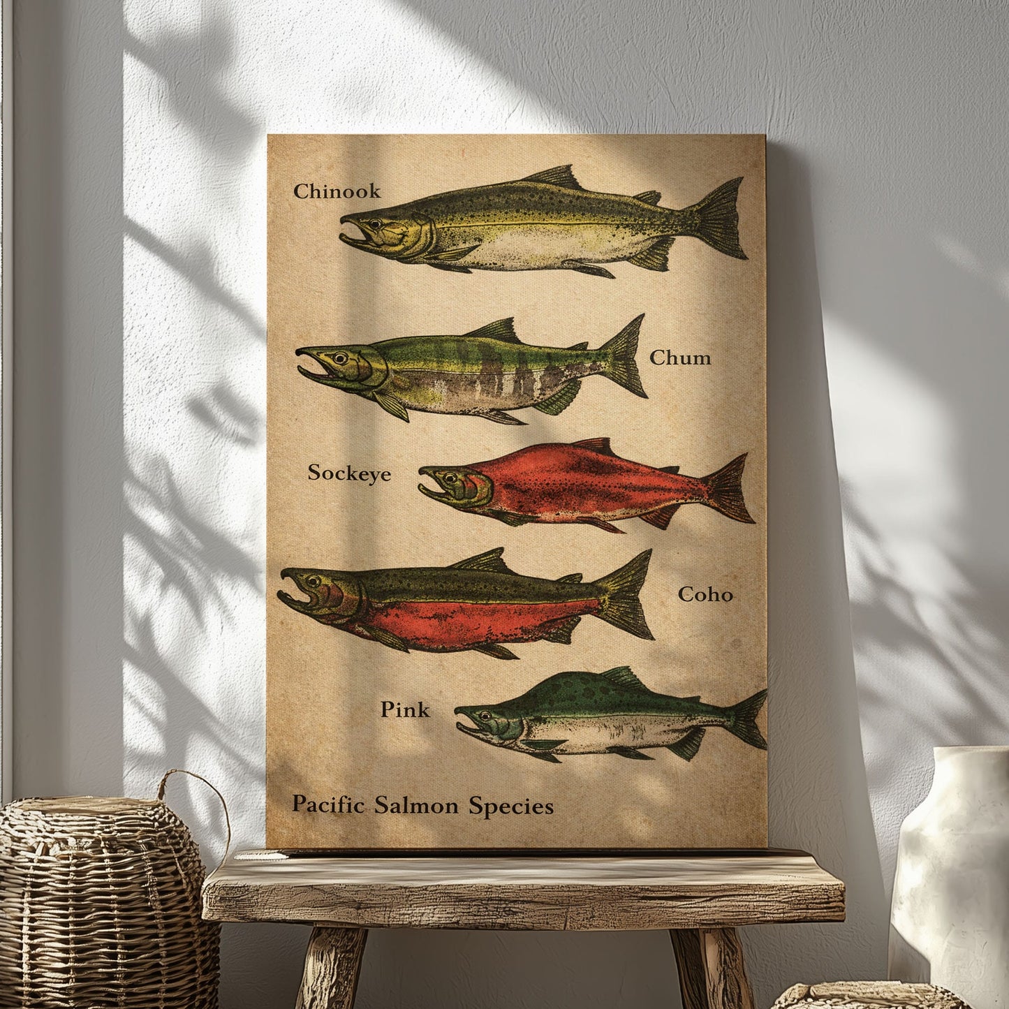 Pacific Salmon Species Canvas Wall Art