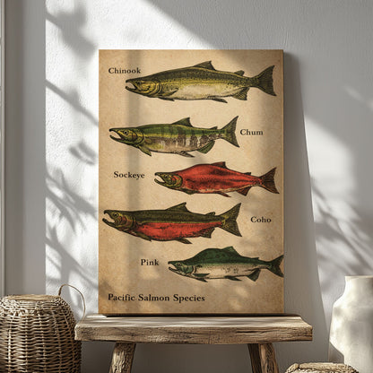 Pacific Salmon Species Canvas Wall Art