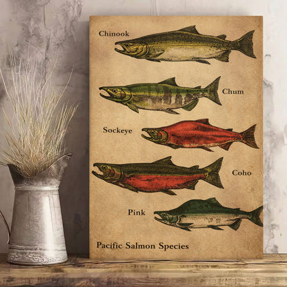 Pacific Salmon Species Canvas Wall Art