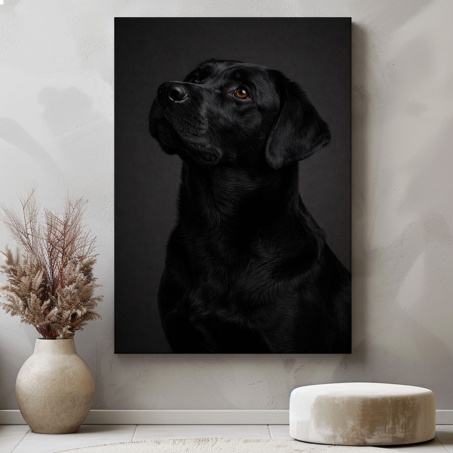 Moody Black Labrador Canvas Wall Art Bar & Man Cave Decor