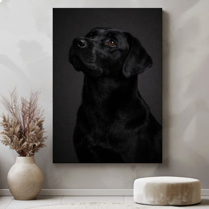 Moody Black Labrador Canvas Wall Art Bar & Man Cave Decor