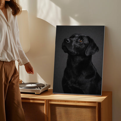 Moody Black Labrador Canvas Wall Art Bar & Man Cave Decor