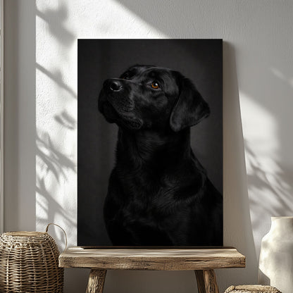 Moody Black Labrador Canvas Wall Art Bar & Man Cave Decor