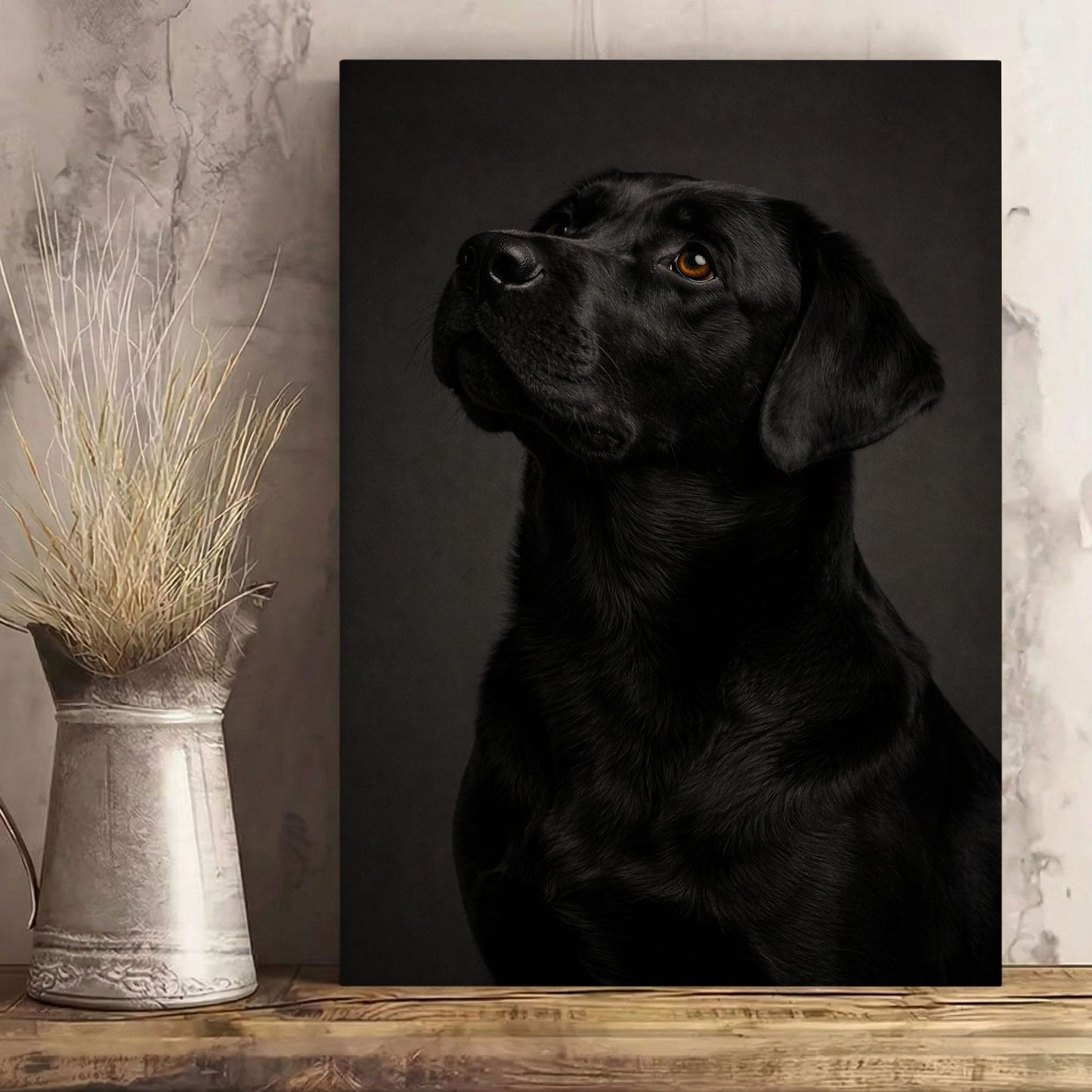 Moody Black Labrador Canvas Wall Art Bar & Man Cave Decor