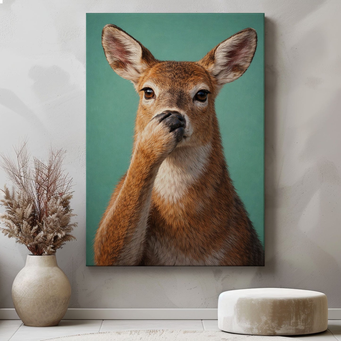 Shhh Deer Canvas Wall Art Guest Bathroom Humor Decor
