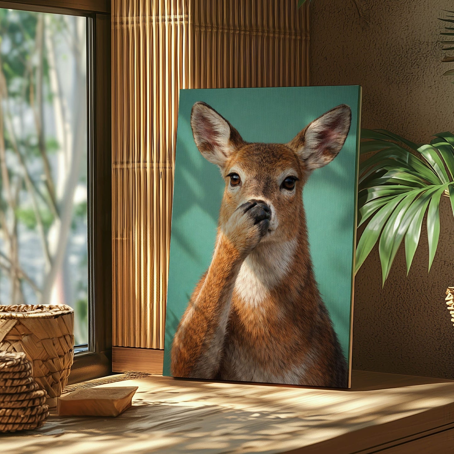 Shhh Deer Canvas Wall Art Guest Bathroom Humor Decor