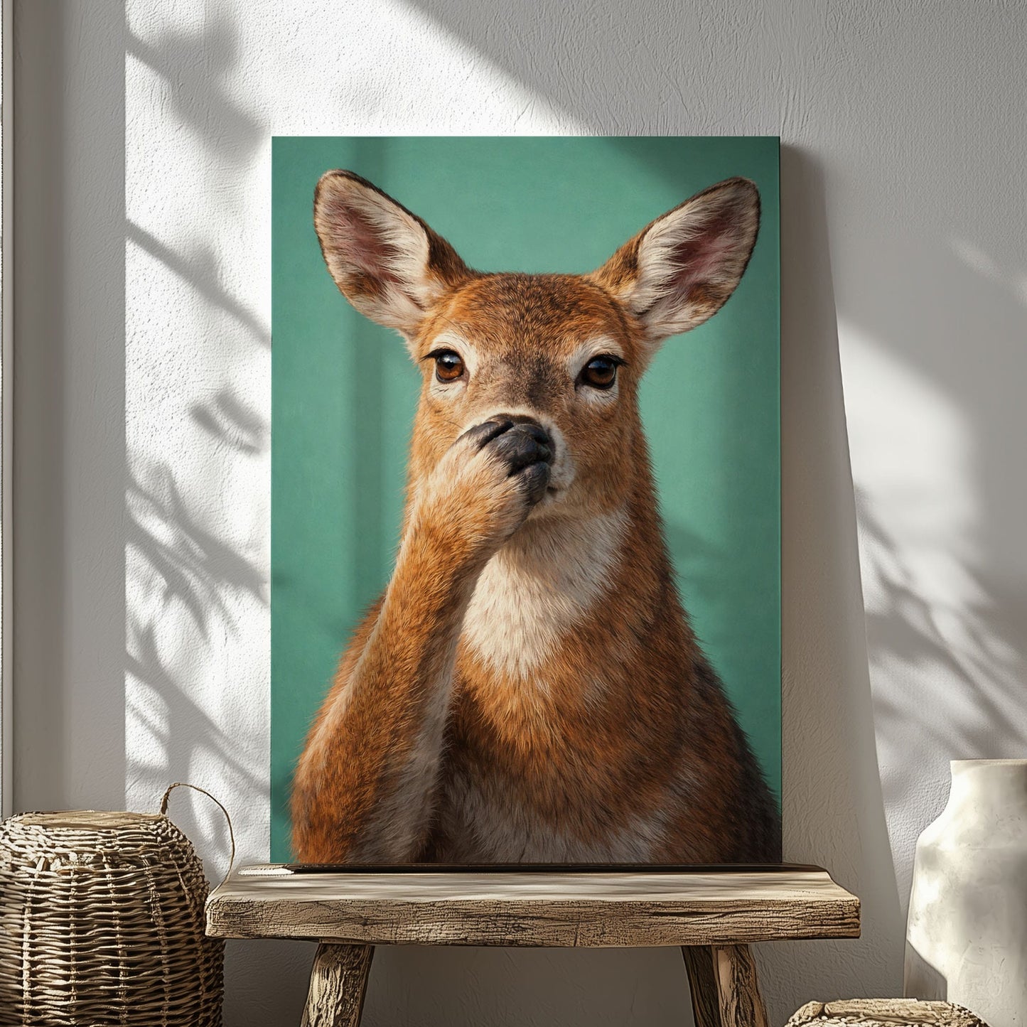 Shhh Deer Canvas Wall Art Guest Bathroom Humor Decor