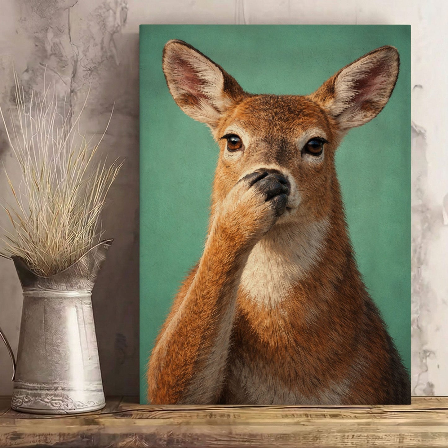 Shhh Deer Canvas Wall Art Guest Bathroom Humor Decor