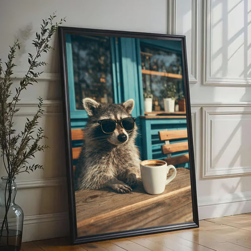 Cool Raccoon Coffee Wall Art