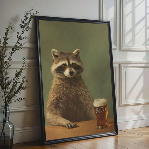 Cool Raccoon Drinking Beer Wall Art