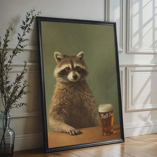 Cool Raccoon Drinking Beer Wall Art