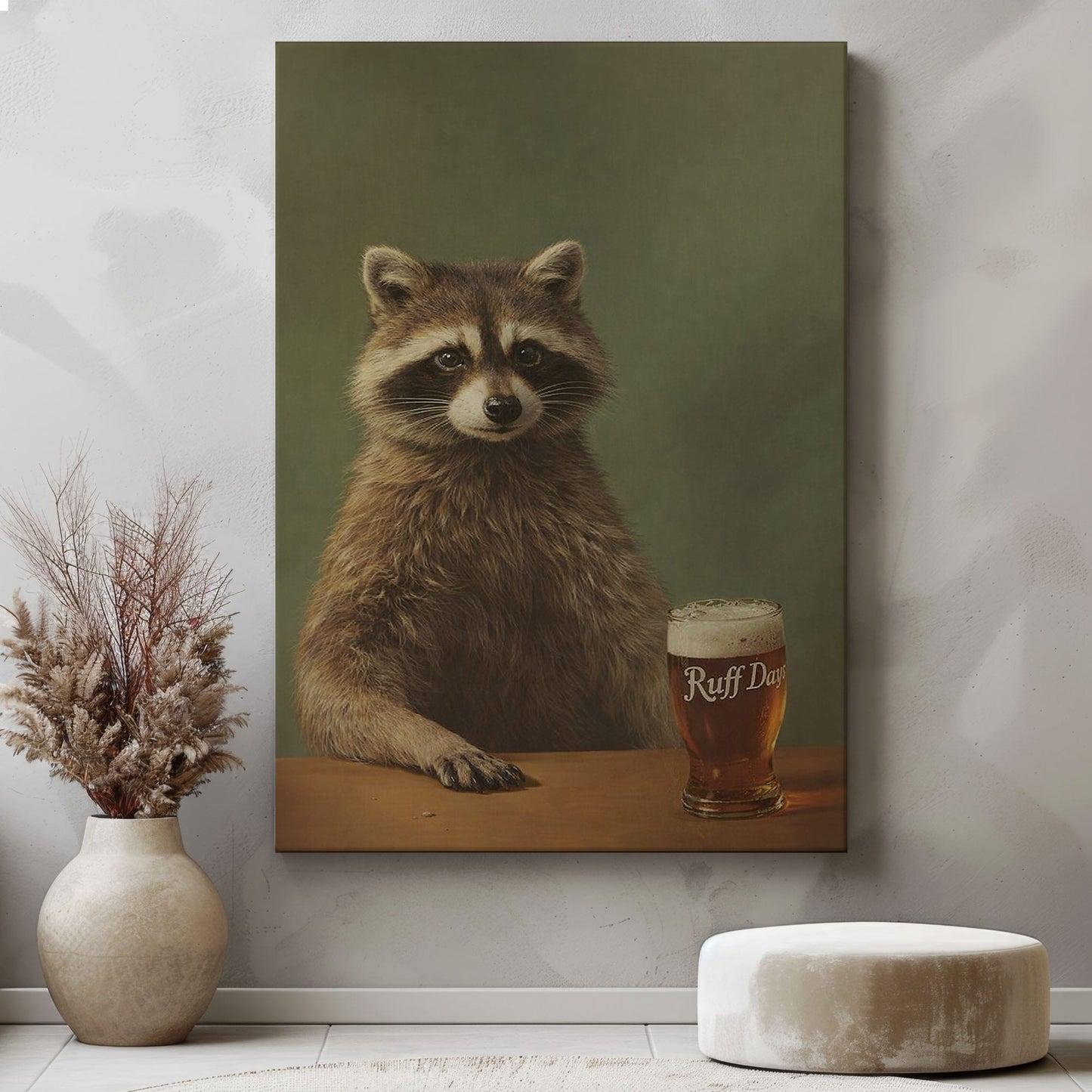 Cool Raccoon Drinking Beer Wall Art
